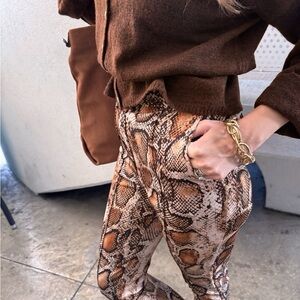 Brown Snakeskin Print Leggings